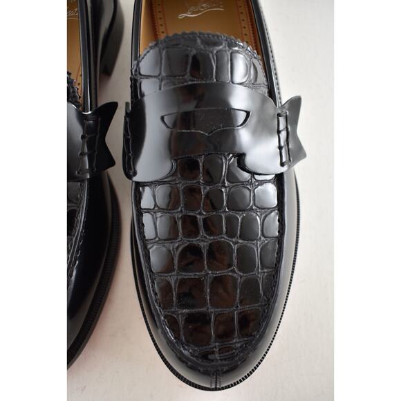 Christian Louboutin Penny Flat Black Croc Calf Leather Slip On Dress Loafer 42 9 main image 6